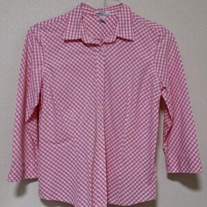Izod pink gingham blouse, size MP, cotton
